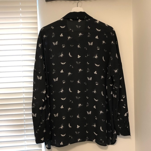 Drop sleeve black butterfly blouse “Contemporaine” - Picture 12 of 13